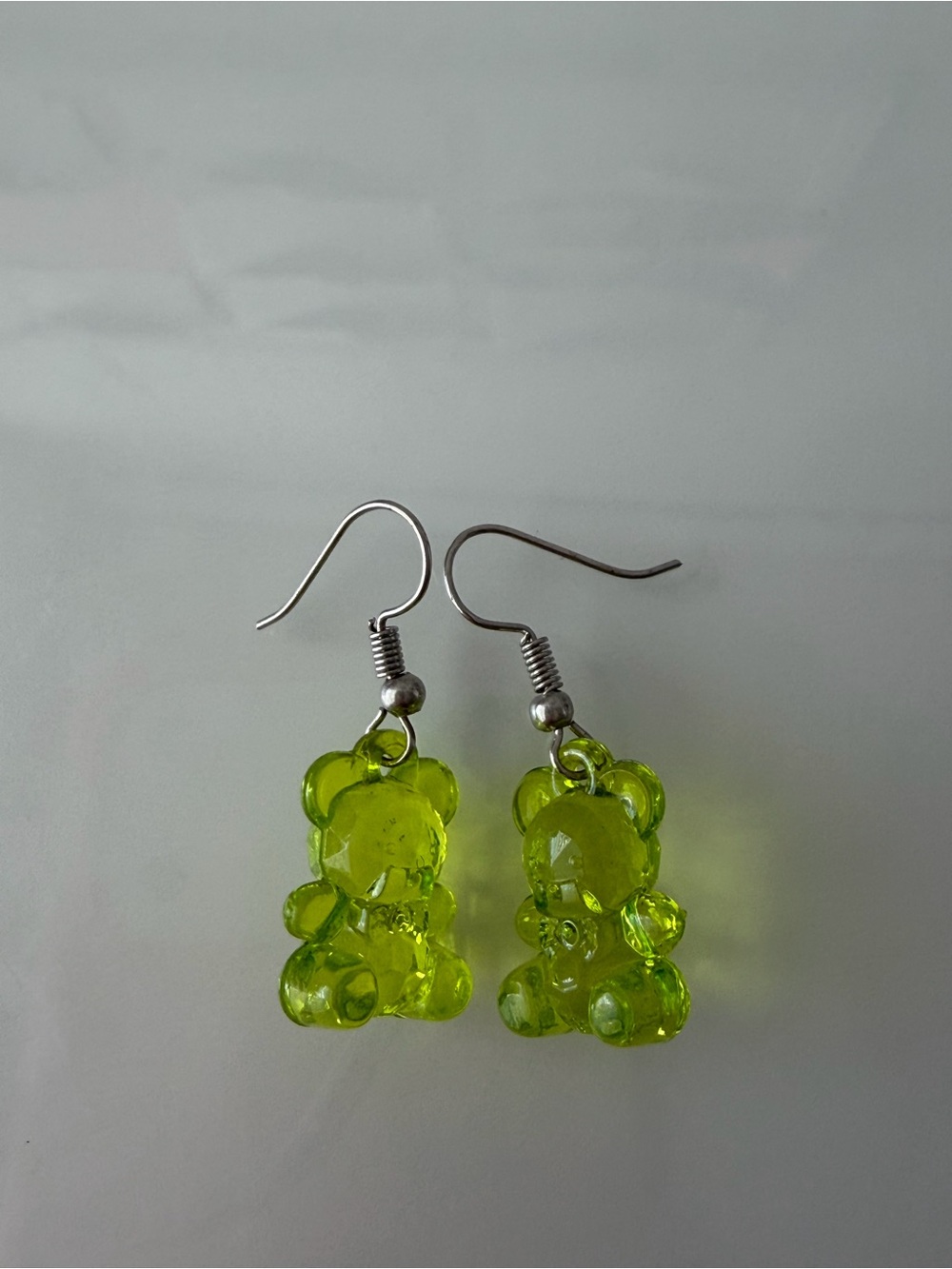 Neon Green Gummy Bear Dangle Earrings